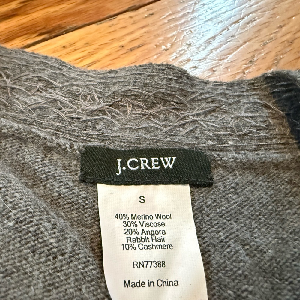 J. Crew Women's Sweater Size S Cardigan Beaded Floral 70574 Merino Angora Gray - Picture 7 of 14